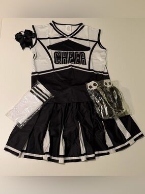 Complete 5 Pc Girls Halloween Cheerleader Costume Cheerleading Uniform 10-11 Yrs